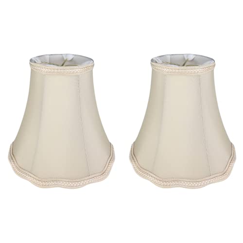 Image of Royal Designs, Inc. Scalloped Bell Designer Lamp Shade, Round Clip Fitter, DSO-83RC-8BG-2, 4 x 8 x 7.25, Beige, Set of 2