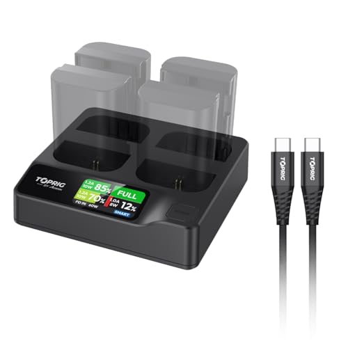Accsoon Toprig LP-E6 Battery Charger 4-Channel PD60W Fast Charging LCD Display Compatible with Canon LP-E6 LP-E6P LP-E6N LP-E6NH, EOS 5D Mark III, 90D, 80D, 7D, 70D, 6D, 60D, 5DS, DSLR Camera Charger