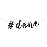 # Done Banner - Black Glitter Congrats Grad Sign, High School, College, University Graduate Party Decorations Supplies