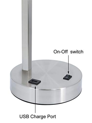 Xinbei Lighting Table Lamp Desk Lamp With Usb And Fabric Shade, Modern End Table Lamp Brushed Nickel Finish For Bedroom Living Room & Office Xb-Tl1231-Bn #TOP4