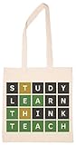 Estudiar Aprender Pensar Enseñar (Estilo Word) Reutilizable Compras Tienda de Comestibles Algodón Bolsa Reusable Shopping Bag