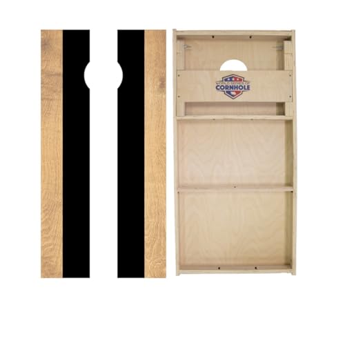 Navy and White Classic Stripes Cornhole Boards - WSOC Runway Series - Includes (2) Boards (NO Bags) + (2) Hole Lights & (2) Edge Lights