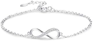 Sllaiss 925 Sterling Silver Infinity Bracelets Endless Love Adjustable Cubic Zirconia Bracelet Jewelry Gifts for Women Girls Hypoallergenic
