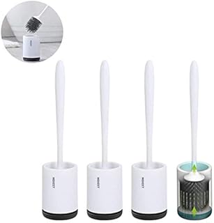 MEKEET Silicone Toilet Brush and Holder,Bathroom Toilet Brush Holder Set,Silicone Toilet Cleaning Brush Kit with Soft Bristle Brush (3pack-Flooring)