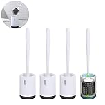 MEKEET Silicone Toilet Brush and Holder,Bathroom Toilet Brush Holder Set,Silicone Toilet Cleaning Brush Kit with Soft Bristle Brush (3pack-Flooring)