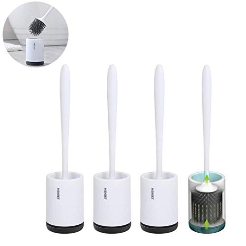 MEKEET Silicone Toilet Brush and Holder,Bathroom Toilet Brush Holder Set,Silicone Toilet Cleaning Brush Kit with Soft Bristle Brush (3pack-Flooring)