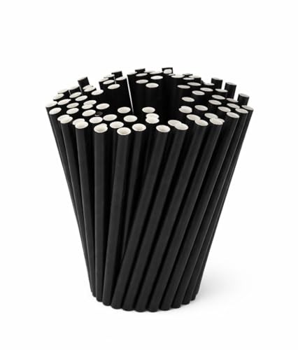 [500 Count] Black Paper Cocktail Straws 5.5 (140x6mm) Biodegradable Compostable & Eco-Friendly Short Drink Straws for Bars Cafes & Parties (2 x 250 Packs)