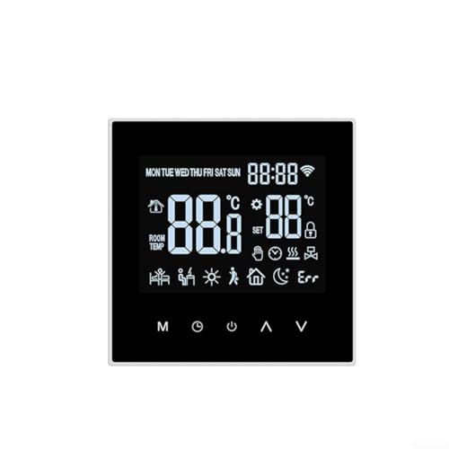 Termostato programable habilitado para aplicaciones para sistemas de calefacción con pantalla LCD, amplio rango de temperatura y horarios personalizables para ahorrar energía (termostato de 3 A)
