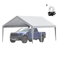 Happybuy Carport Replacement Canopy Cover 13x20 ft, Heavy-Duty Waterproof & UV Protected Tent Tarp, Easy Installation with Ball Bungees, Grey (Top Cover Only, Frame Not Included)