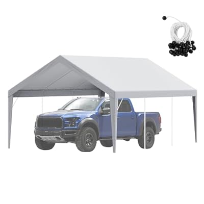 Happybuy Carport Replacement Canopy Cover 13x20 ft, Heavy-Duty Waterproof & UV Protected Tent Tarp, Easy Installation with Ball Bungees, Grey (Top Cover Only, Frame Not Included)