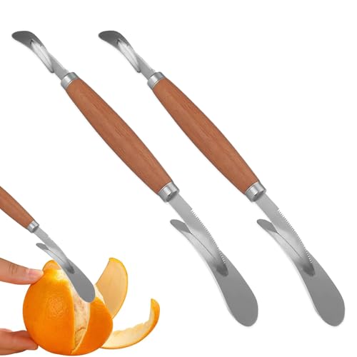 2 PCS Grapefruit Knife, Citrus Orange Peeler Tool Curved Grapefruit Cutter Stainless Steel Peeler with Serrated Edge Fruit Carving Tools for Kiwi, Mango, Citrus Fruit