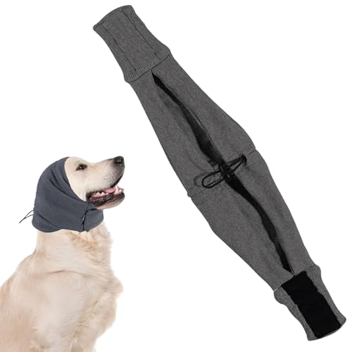 犬 スヌード 犬 猫用 イヤーウォーマー 犬のイヤーマフ 犬用イヤーラップ 耳ウォーマー 犬の耳カバー イヤーマフハット 静かな耳 暖かい 柔らかい 防寒 騒音防止 不安緩和 小型犬 中型犬 (ダークグレー, L:頭囲49?54cm)