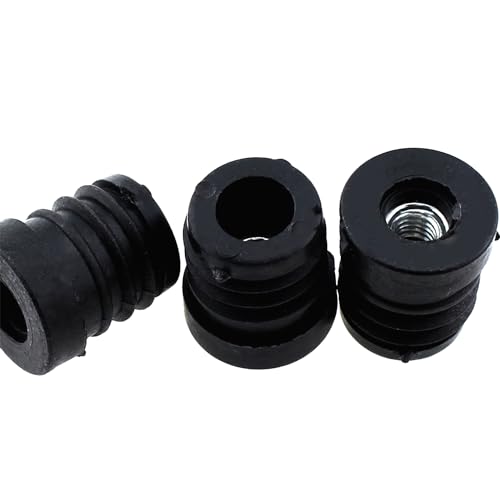Image of TAODAN 12PCS Insert for Round Tube with M6 Thread Round Black Plastic Plug Caster Insert Chair End Cap Furniture Leg Plug for Round Tube with 19MM /0.75Inch OD