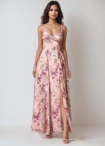 Chiffon Floral Prom Dress for Women Long Bridesmaid Dresses Leg Slit Wedding Guest Formal Gown2