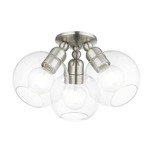 Livex Lighting, 48978-91, Downtown, Sphere Semi-Flush, Brushed Nickel by Livex - Image 6