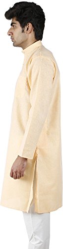Kurta recta de hombre con mezcla de algodón premium, color limón 2
