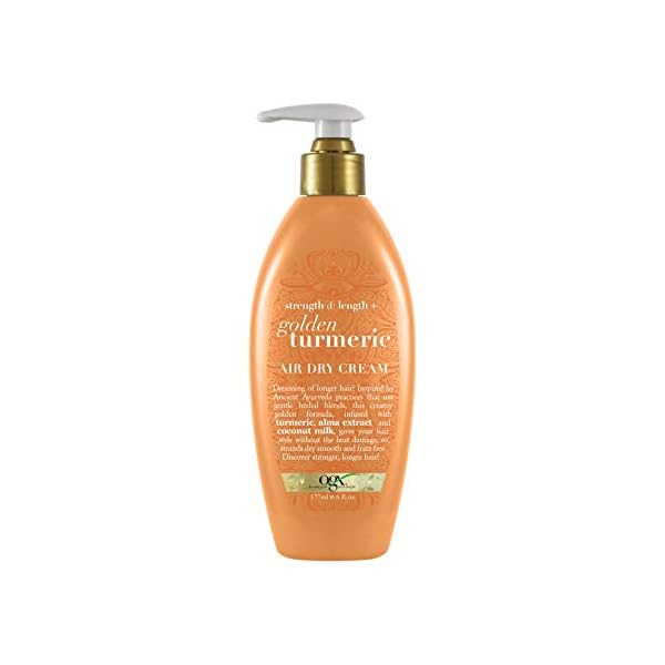 OGX-Strength-Length-Golden-Turmeric-Anti-Frizz-Air-Dry-Hair-Cream-with-Coconut-Milk-to-Nourish-Hair-Leave-In-Moisturizing-Hair-Treatment-to-Smooth-Frizzy-Hair-6-oz OGX Strength & Length + Golden Turmeric Anti-Frizz Air Dry Hair Cream with Coconut Milk to Nourish Hair, Leave-In Moisturizing Hair Treatment to Smooth Frizzy Hair, 6 oz