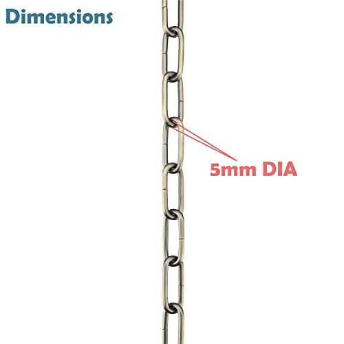 Image of Aspen Creative 21105-51,Steel 10 Feet Heavy Duty Chain for Hanging Up Maximum Weight 120 Pounds-Lighting Fixture /Swag Light /Plant in Antique Brass.6 Gauge.