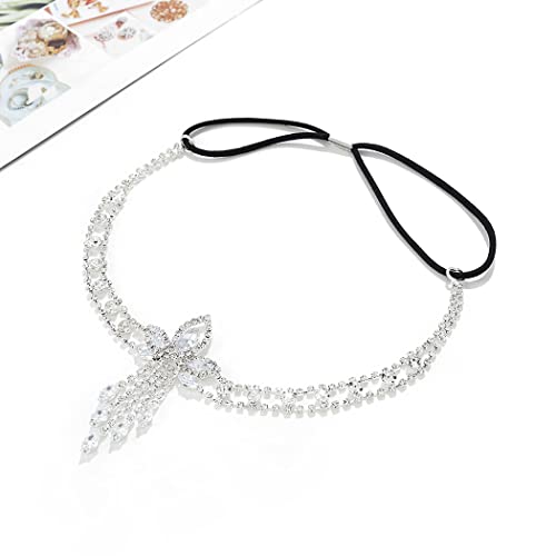 IYOU Boho Rhinestone Headband Silver Crystal Head Chain Vintage Bridal Headpiece Hair Jewelry for Women Gatsby Party - Image 4