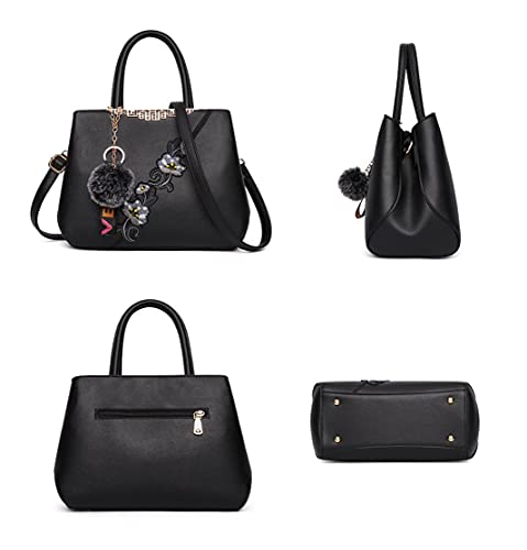 Women Soft Synthetic PU Leather Female Contrasting color Fur ball Totes Clutches Shoulder Diagonal Crossbody Bags2