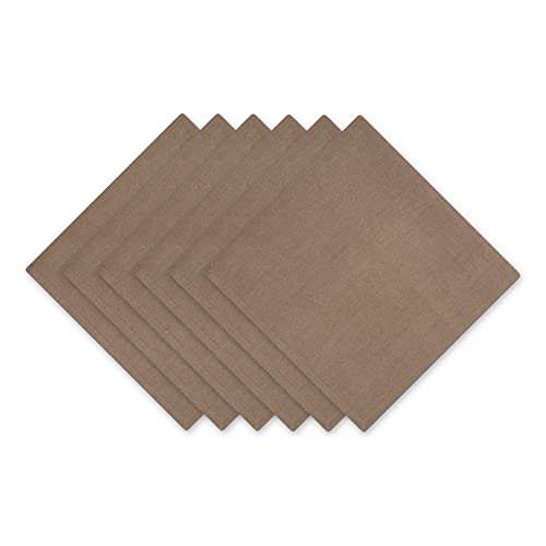 DII Solid Pastel Napkin Set Cotton, Machine Washable, 20x20 Inch, Mushroom, 6 Count