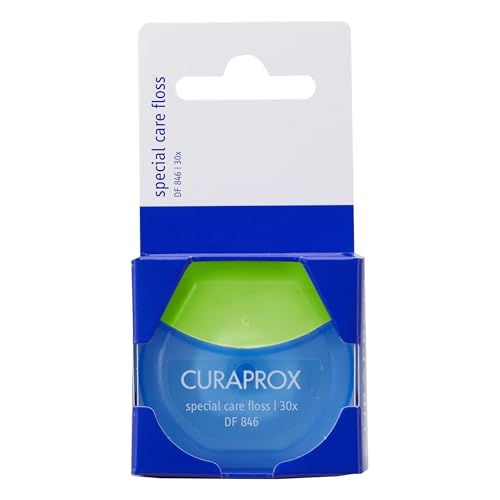 Curaprox Hilo Dental DF 846 Special Care - Hilo Dental Elástico de Microfibra para Aparatos Ortopédicos, Implantes y Coronas | 30 Piezas/Fabricado en Suiza