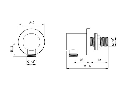 Keenware KSA-003 Shower Wall Outlet Elbow, Chrome