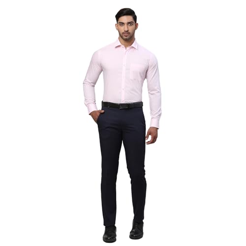 Image of Park Avenue Men Slim Fit Solid Pattern Polycotton Blend Semi Cutaway Collar Full Sleeve Formal Shirt