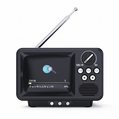 WINTECH(ウィンテック) 【レトロデザインワンセグテレビ】 TVR-RT1Kブラック 2.8インチ液晶画面 AM/FM(ワイドFM対応)ラジオ内蔵 画面サイズ4：3 / 16：9 切替可能 USB給電 単三電池×3本(別売) 廣華物産