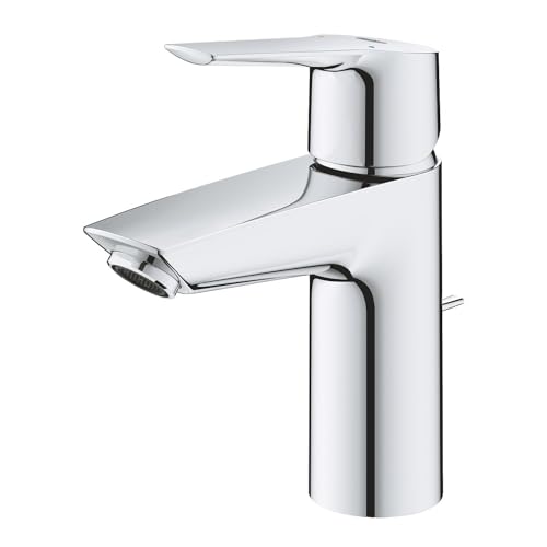 GROHE Start, Waschtischarmatur, wassersparend (Wasserhahn für das Bad, Badarmatur mit Zugstangen-Ablauf, 17cm hoch, mit 3in1 Werkzeug, einfache Installation am Waschbecken), chrom, 24209002