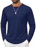 [TACVASEN] 長袖 tシャツ メンズ 綿100 テニス 春服 ゴルフウェア 通気 吸汗 カットソー ロングスリーブ オシャレ 人気 無地 秋冬 トップス 男 ネイビー 2XL