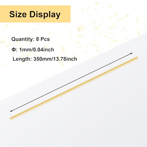 Messingstab 1mm x 350mm, LAVMHAB Messing Massiver Runde Stab für DIY Bastel (8 Stück)