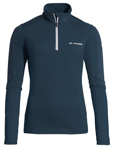 VAUDE Damen dünner Fleecepullover Livigno Halfzip II, angenehm warm, schnelltrocknend, atmungsaktiv, Passform: Slim fit, Dark sea Uni, 38