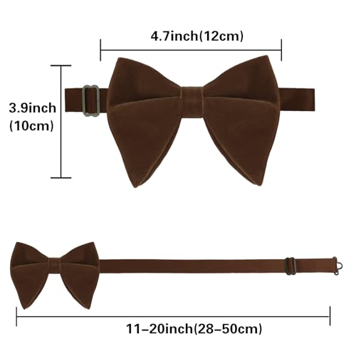 Image of Alizeal Velvet Pre-tied Adjustable Bow Tie for Men Oversize Formal Solid Tuxedo Bowtie