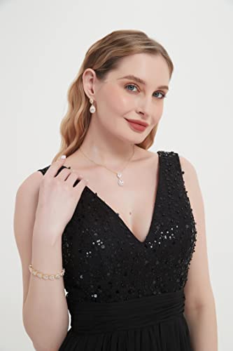 UDYLGOON Cubic Zirconia Crystal Bridal Jewelry Set for Bride Bridesmaid Wedding Prom Teardrop Necklace Earrings Bracelet Jewellery Set2