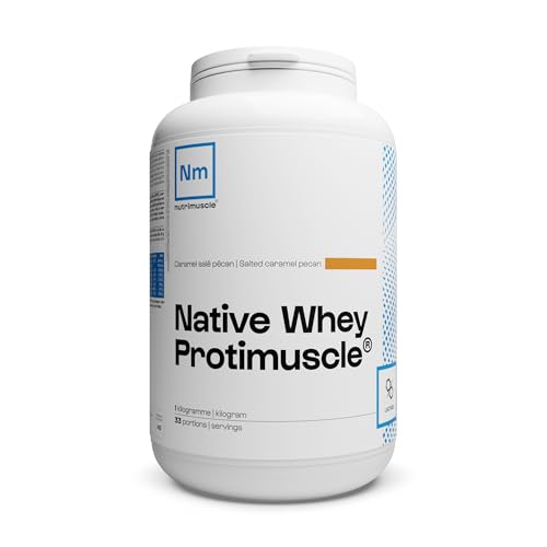 Whey Native Protimuscle Nutrimuscle - 1 Kg - Caramel Salé Pécan - Mix Protein Whey Native + Caséine - Prise de muscle - Sèche et perte de poids - Idéal en postworkout ou collation - Musculation