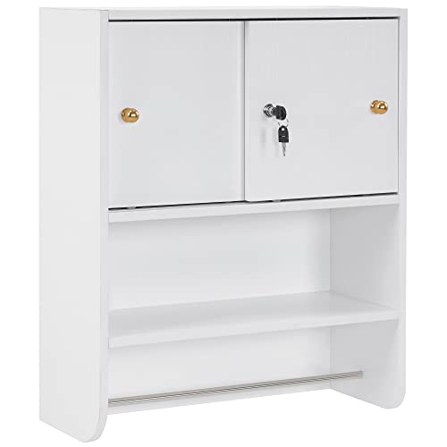 BarberPub Wall Mounted Styling Station Storage Cabinet with Sliding Doors Salon Beauty Spa Equipment for Barber Salon 2204 (White)