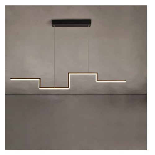 Lustre salon moderne noir LED au design géométrique nordique pour éclairage de salle à manger