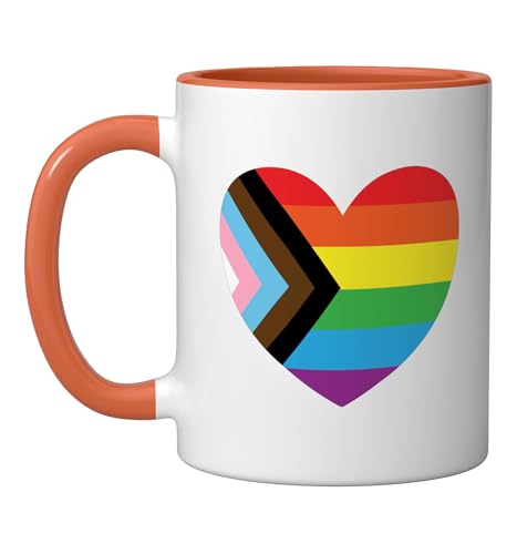 Taza Cerámica Diseño LGBTQ+ 11 Onzas Naranja/Blanco