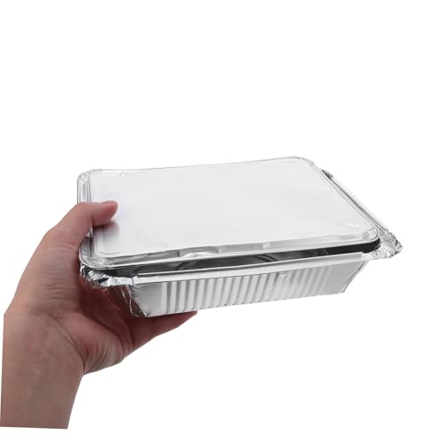 Recipientes de aluminio desechables con tapa Mikikit bandejas rectangulares comida para llevar 5