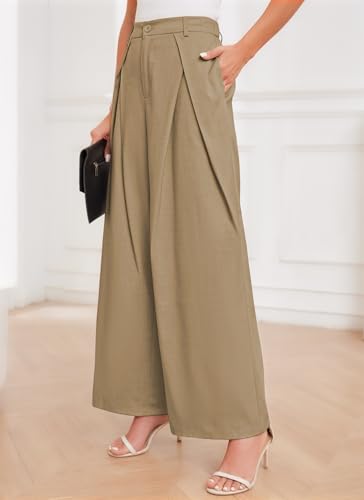 HVT Wide Leg Dress Pants for Women High Waisted Loose Palazzo Pants Business Casual Work Trousers Pants with Pockets3