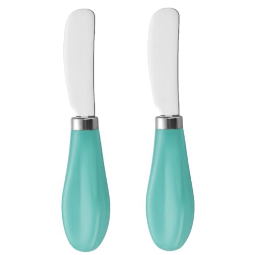 Cuchillo de punto para mantequilla, 2 piezas en un cuchillo de mantequilla de acero inoxidable con un cuchillo de mango de cerámica verde de queso y aparatos de cocina agrandados para horquilla