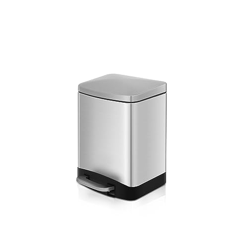 Veelesa 1.6 Gal./6 Liter Stainless Steel Rectangular Step-On Small Kitchen Trash Can #TOP28