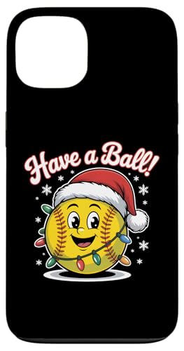 Have a Ball Funny Softball Santa Hat Christmas Lights Case for iPhone 13