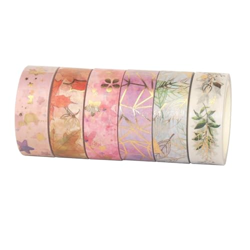 Image of Washi Tape Set - 6 Pcs Decorative Designer Tapes for Scrapbooking, Journals, DIY Crafts, Gift Wrapping And Creative Projects - Easy to Stick And Remove