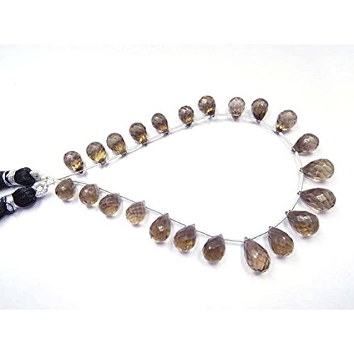 Perles de quartz fumé naturel en goutte facettée 7X9-8X11mm pour fil création bijoux DIY