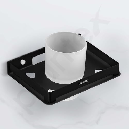 Image of Plantex Tumbler Holder for Bathroom /Stainless Steel Toothbrush Holder /Toothpaste /Razor Holder /Bathroom Accessories - Pack of 1 (Black)