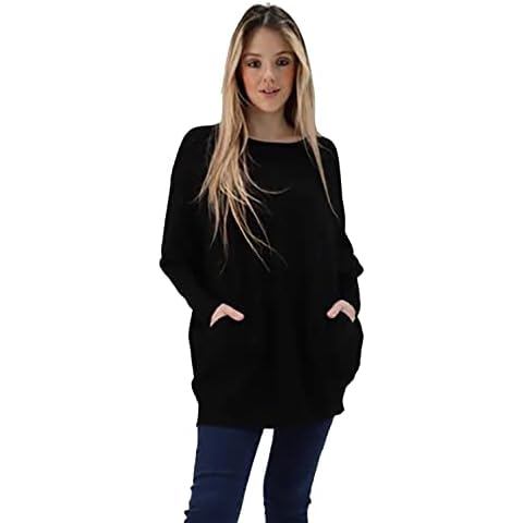 Fashion City C.O.F® Womens Italian LACE Back Batwing Jumper, Ladies CASUALPARTY WEAR, Winter TOP, Sweater, CARDIGON, Sweatshirt, One Size to Fit UK 8-24 (Black) Cover