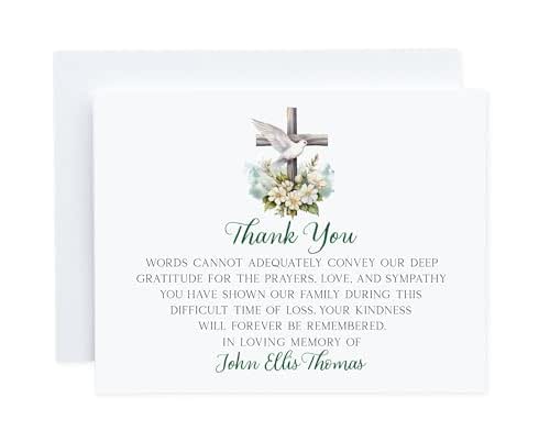 Amazon.com: Dove Funeral Thank You Cards Personalized, Christian Cross