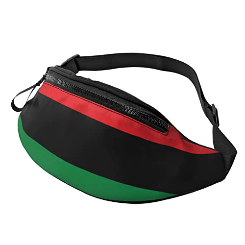 874 Walking Bag African American Flag Unisex Waist Fanny Pack With Headphone Hole,Adjustable Cycling Waist Bag For Party Boys Dog Walking 14X35Cm